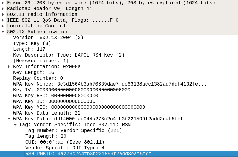 where is a wpa2 hash in the pcap file